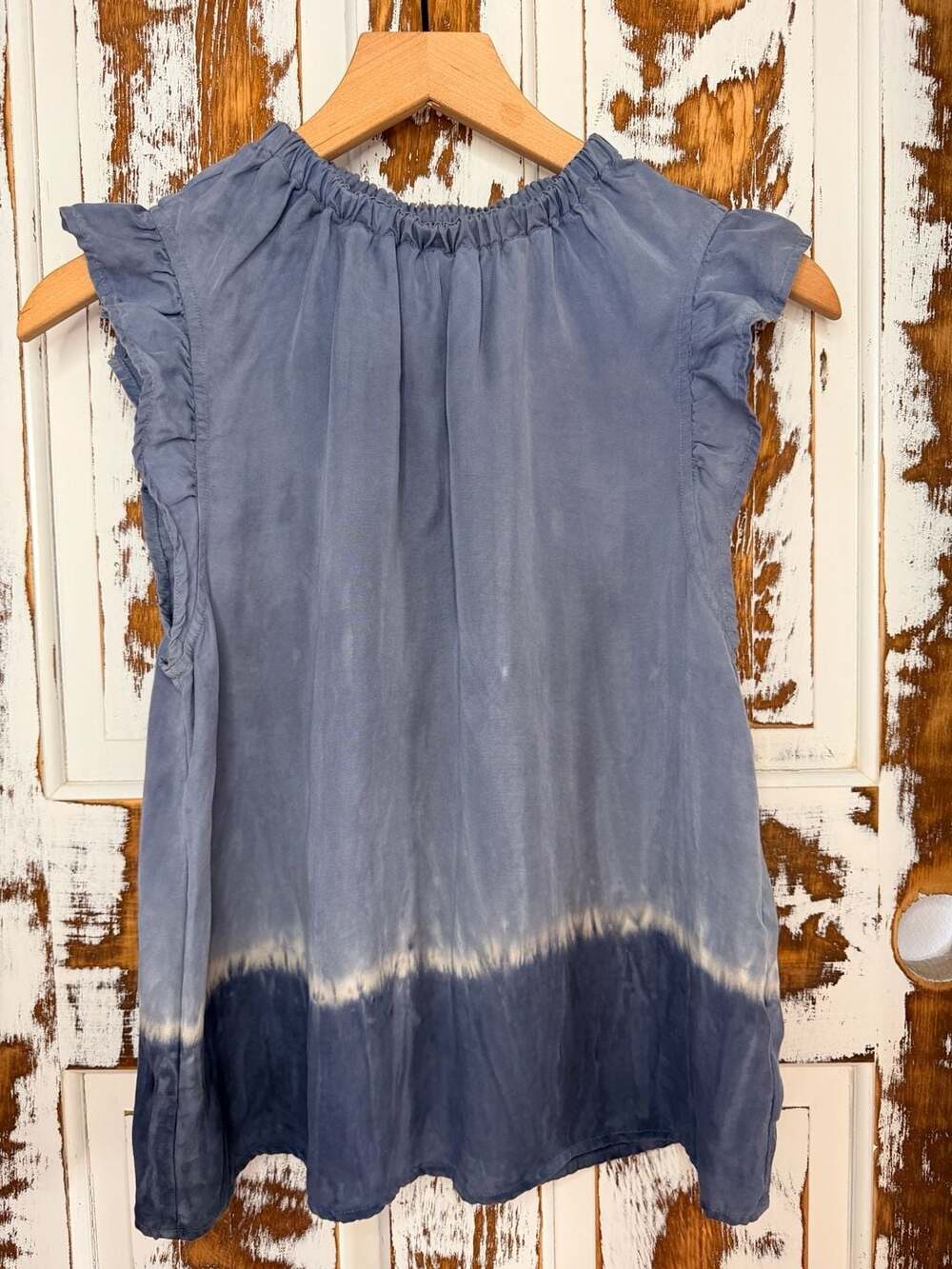Cloth & Stone Anthropologie Women’s Sleeveless Ruffled Blouse Size S Blue Tencel